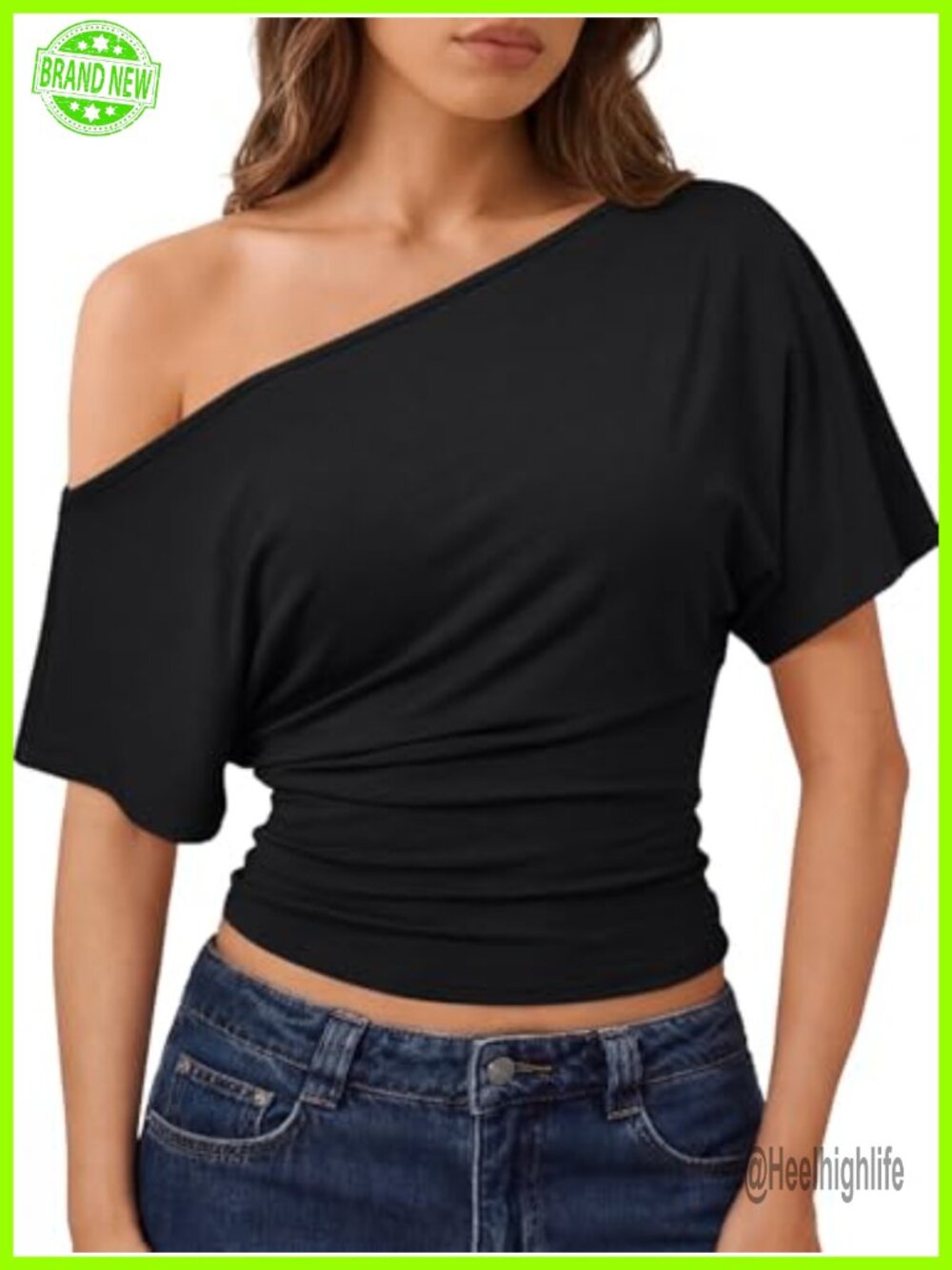 Off the Shoulder Crop Top Rayon Spandex Short Sleeve Summer Going Out